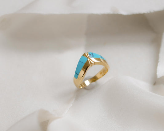 18ct gold turquoise ring size UK M