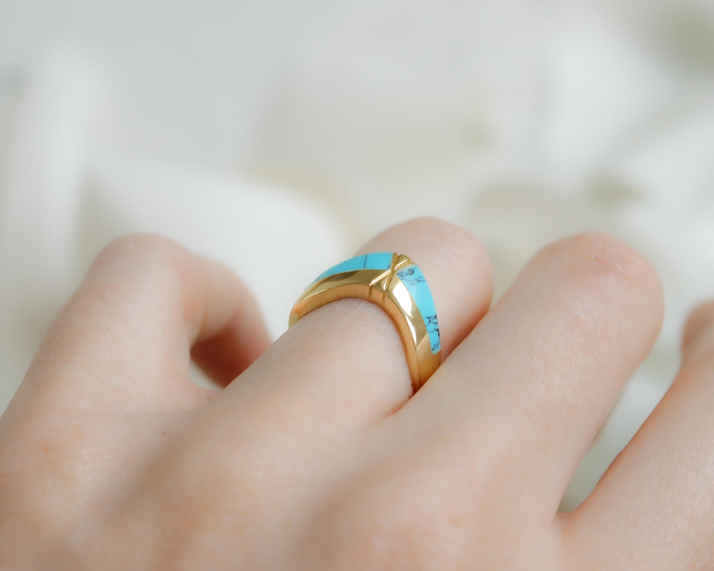 18ct gold turquoise ring size UK M