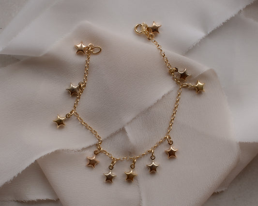 18ct Gold Multi-Tone Star Charm Bracelet