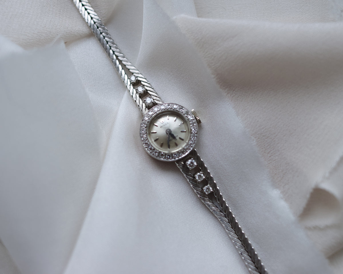 Vintage 1972 Rolex Precision 18ct White Gold Diamond Cocktail Watch