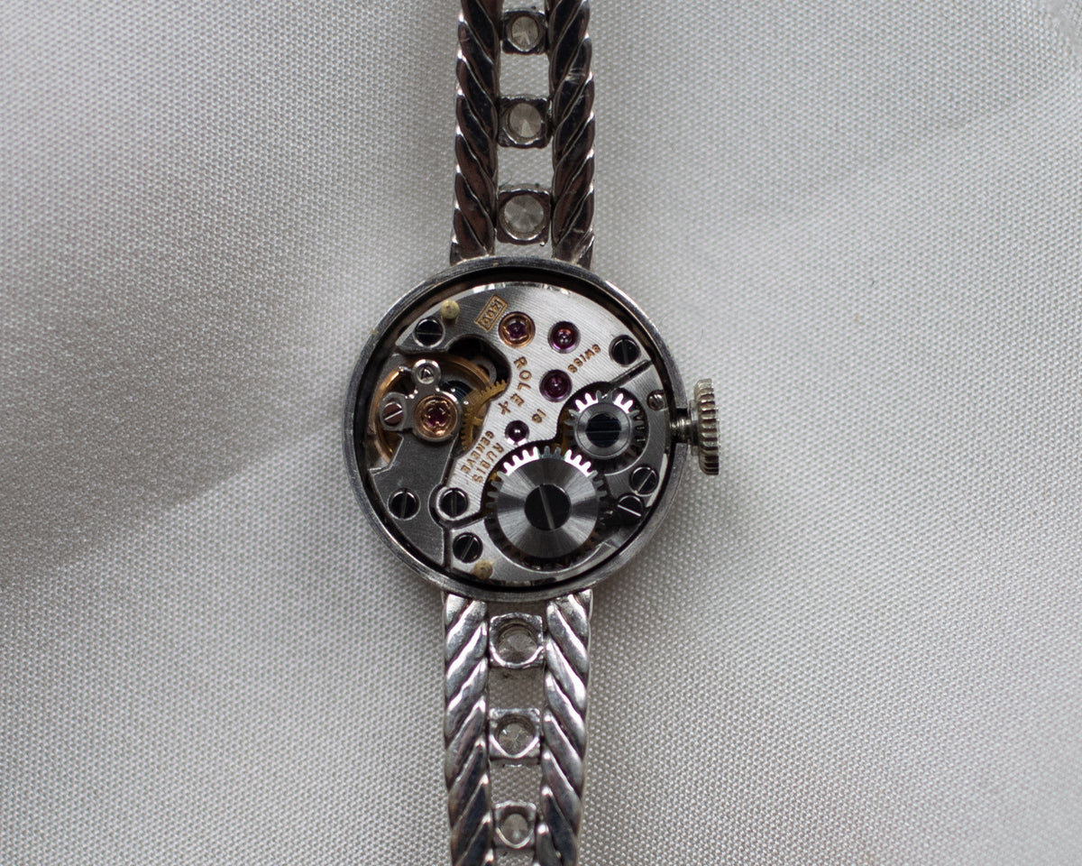 Vintage 1972 Rolex Precision 18ct White Gold Diamond Cocktail Watch