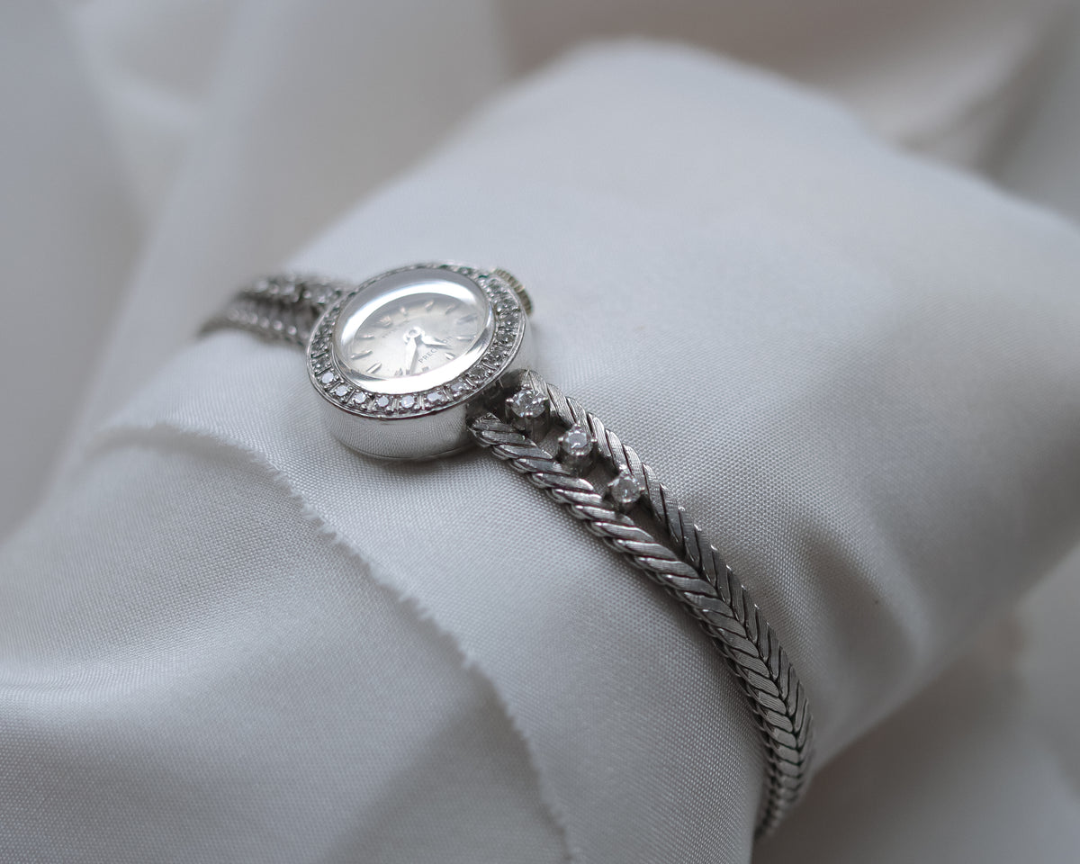 Vintage 1972 Rolex Precision 18ct White Gold Diamond Cocktail Watch
