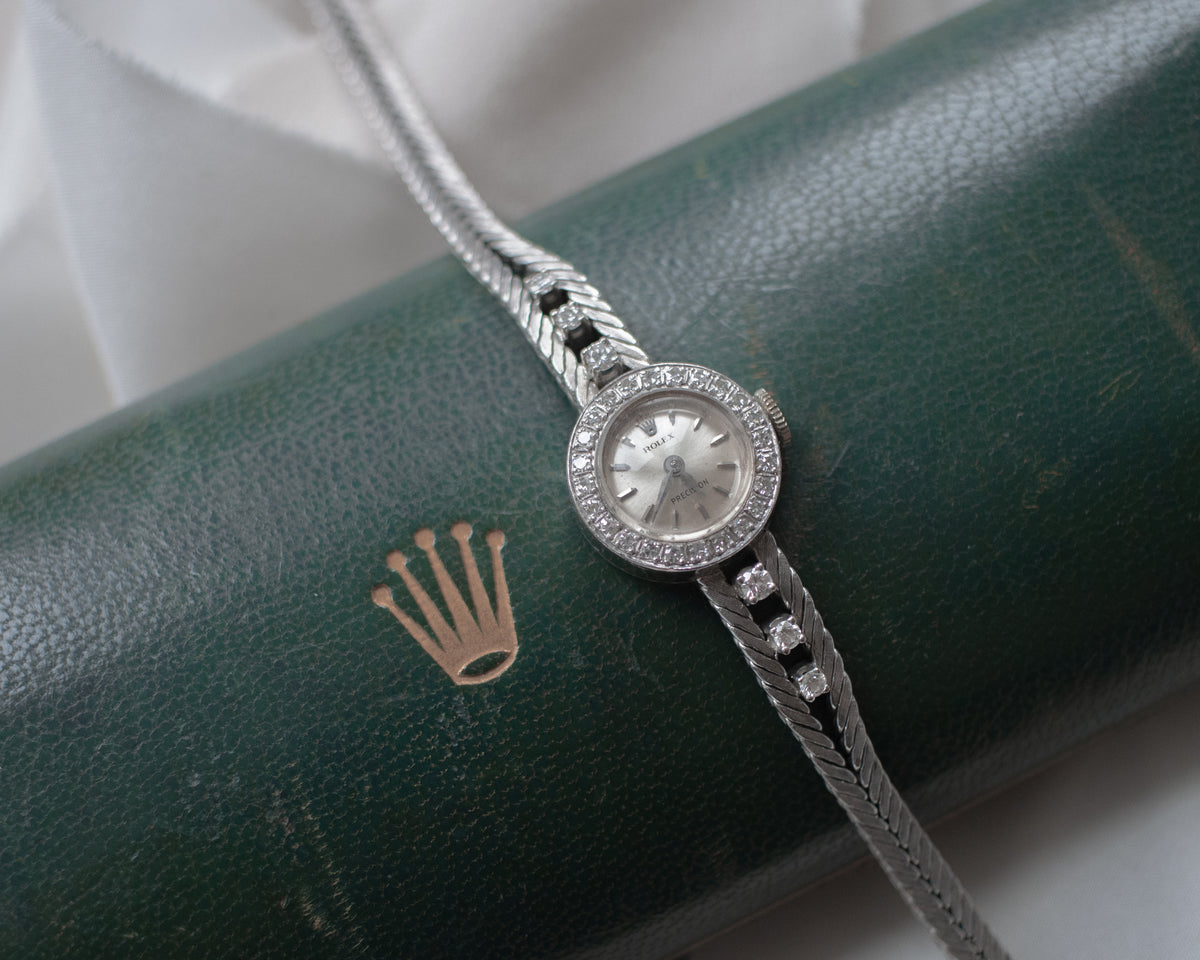 Vintage 1972 Rolex Precision 18ct White Gold Diamond Cocktail Watch