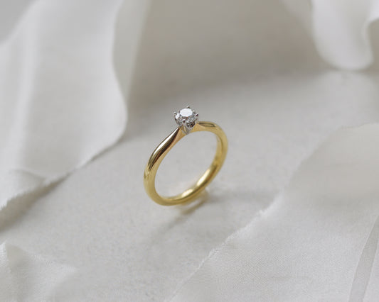 18ct gold Brilliant cut doughnut solitaire ring UK M 1/2