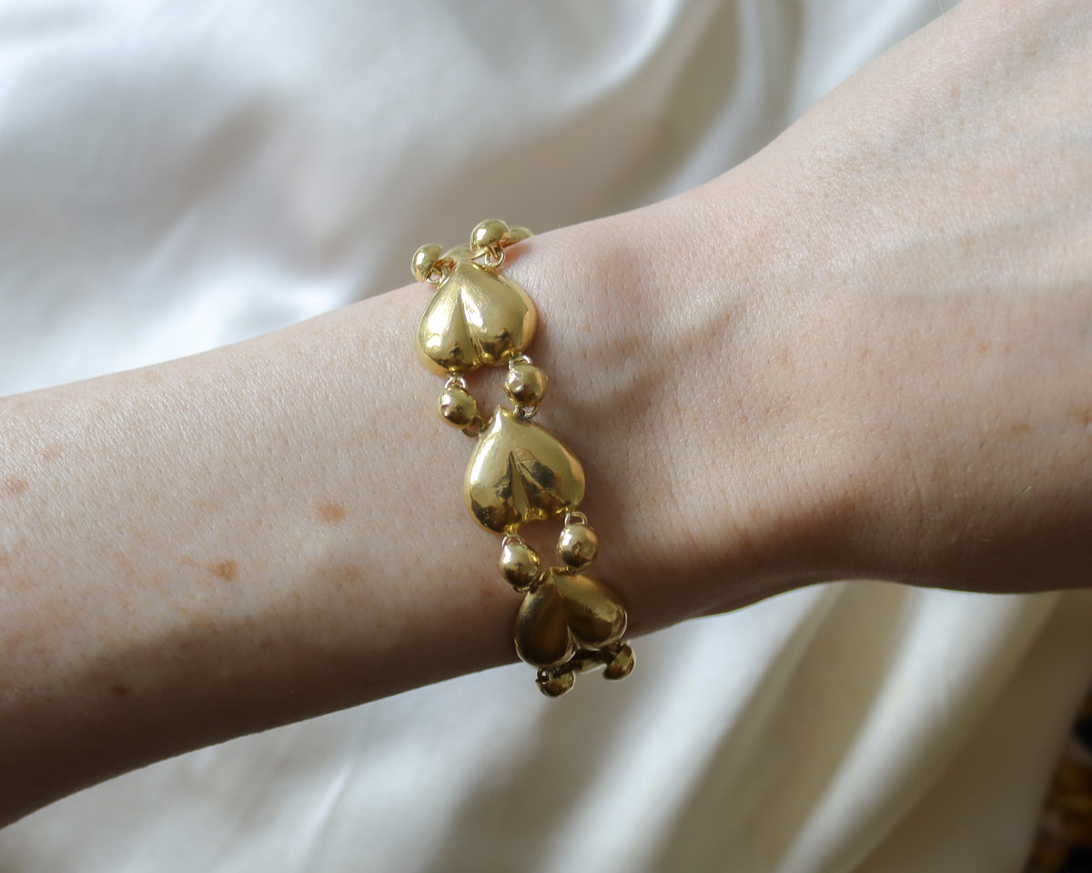 Rare Antique 22ct Gold Heart Link Bracelet – 11g