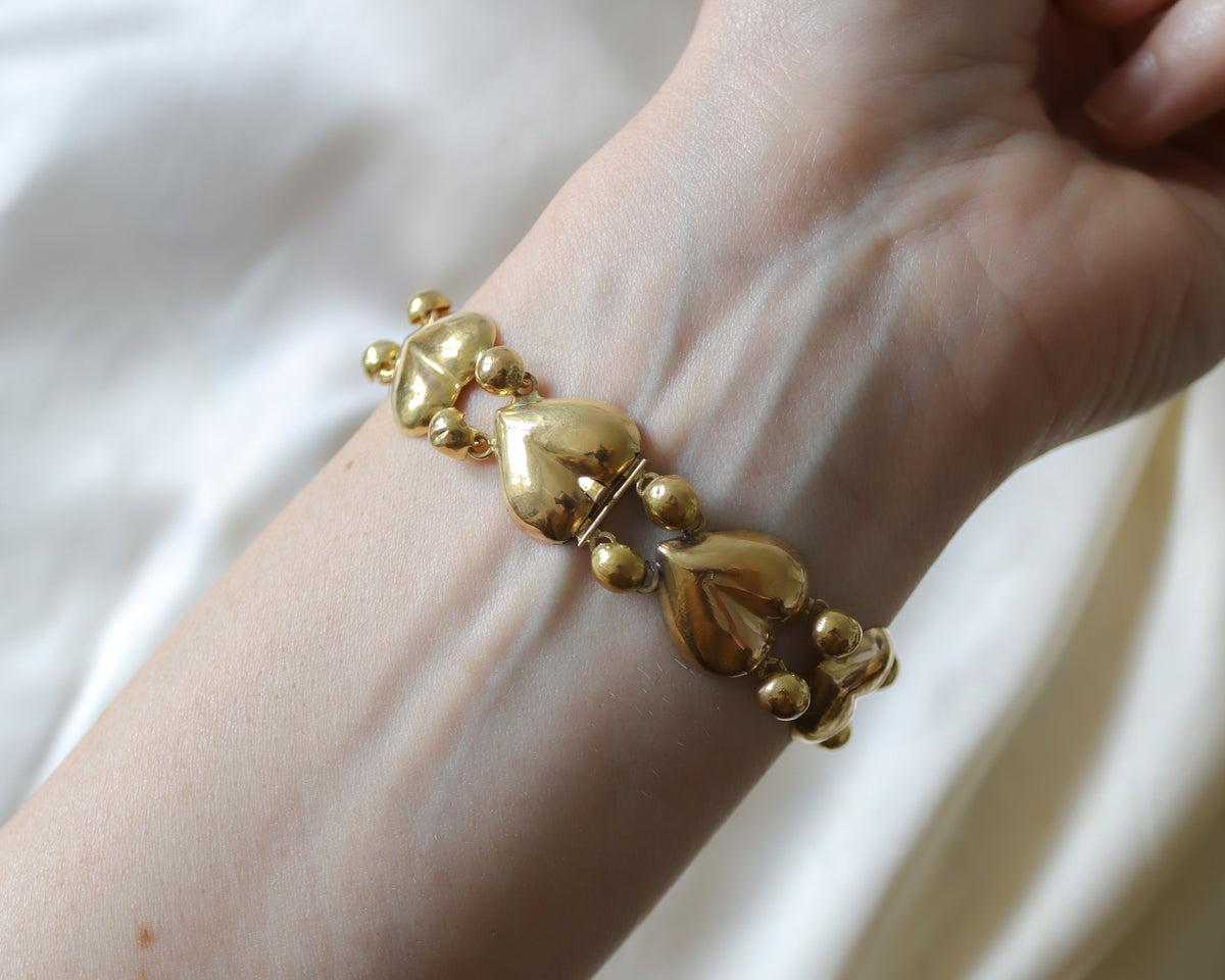 Rare Antique 22ct Gold Heart Link Bracelet – 11g