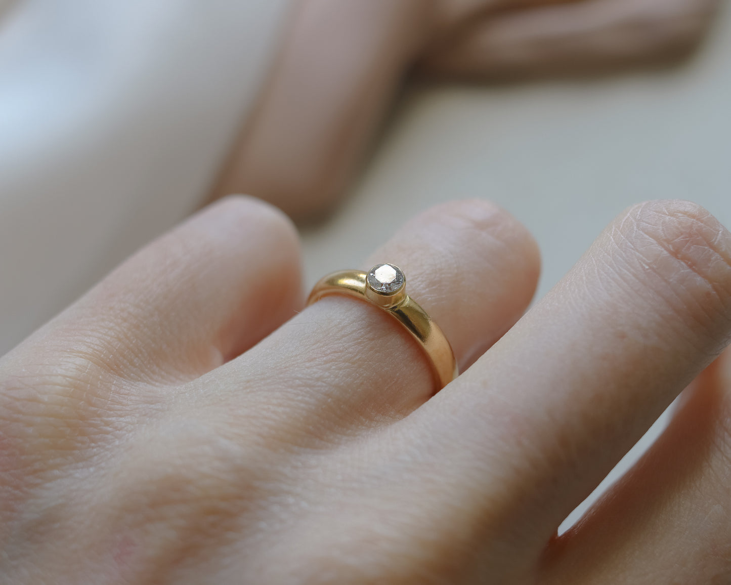 Vintage 22ct Gold Old Cut Diamond Ring - UK L 1/2