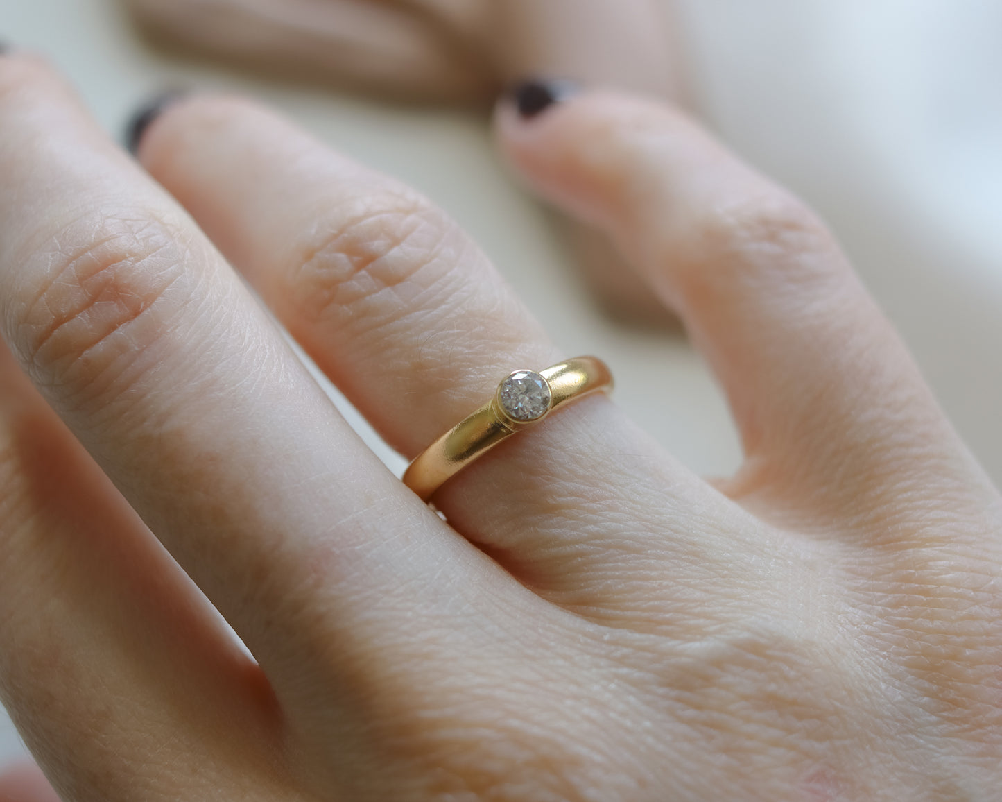 Vintage 22ct Gold Old Cut Diamond Ring - UK L 1/2