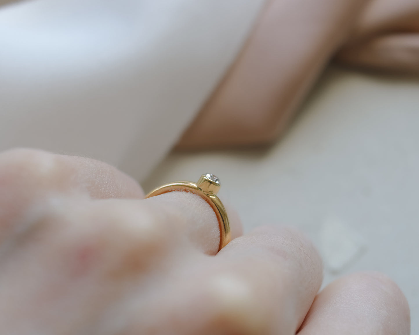 Vintage 22ct Gold Old Cut Diamond Ring - UK L 1/2