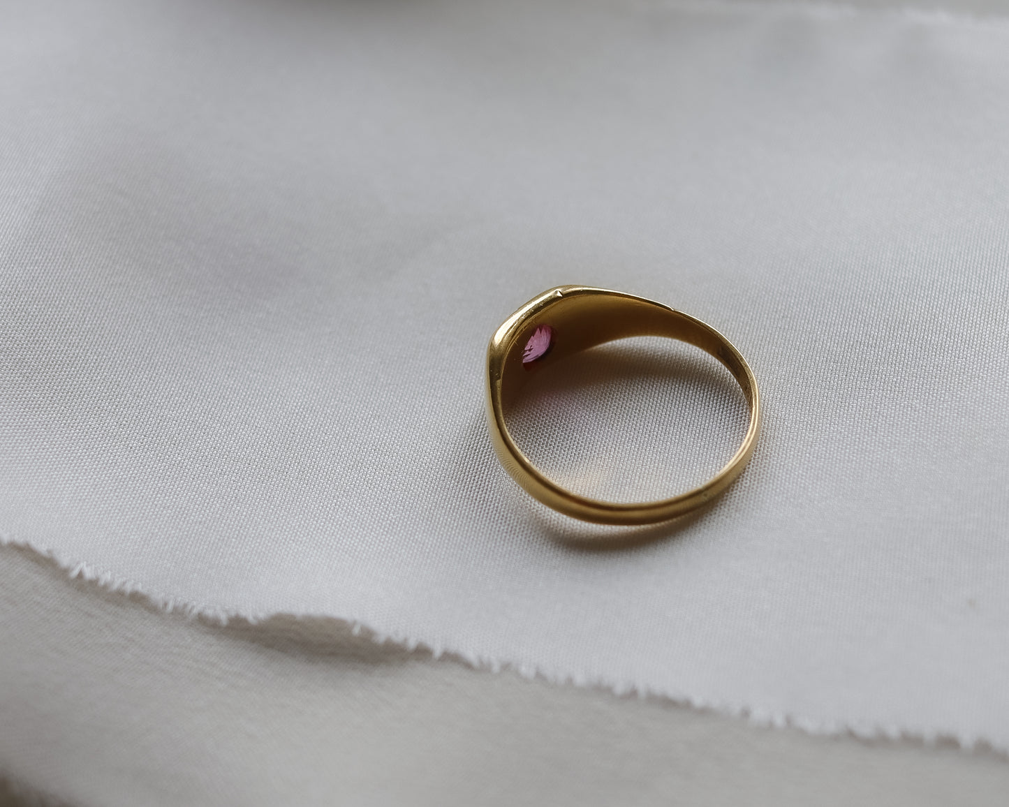 Vintage 22ct Gold Pink Sapphire Signet Ring 1934 - UK J