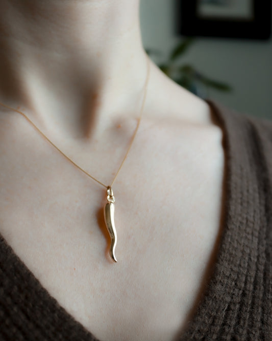 Vintage 9ct Gold Italian Horn Pendant | Cornicello