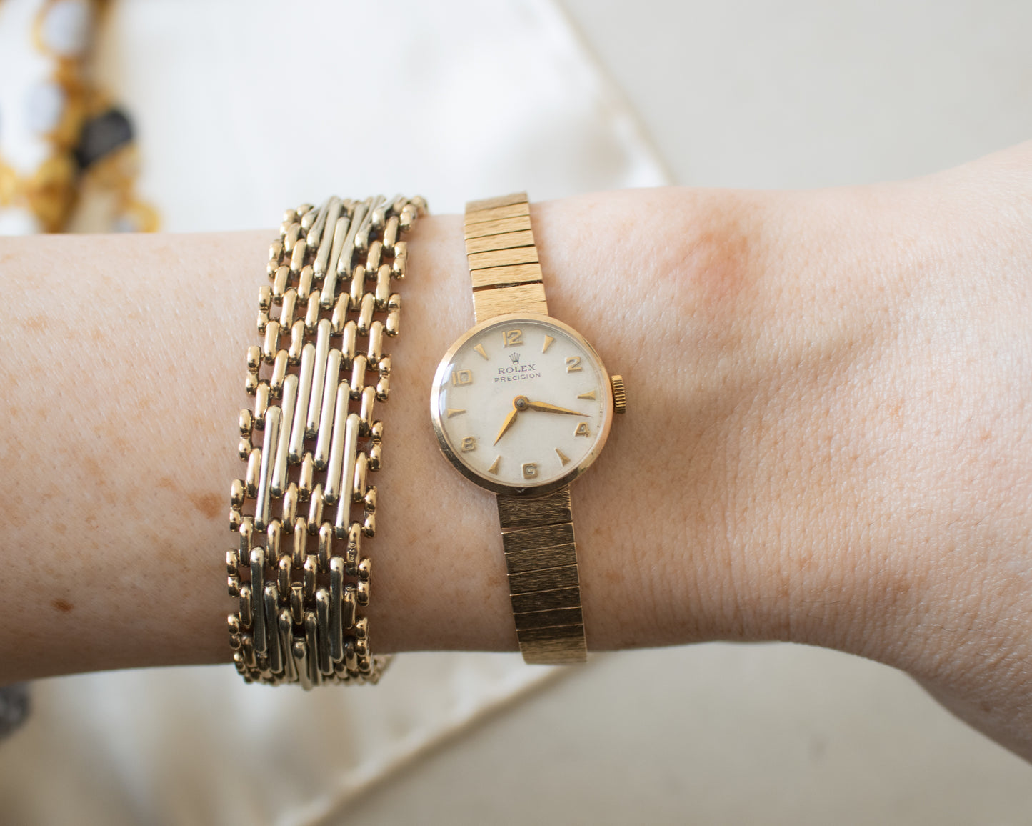 Vintage Rolex Precision Ladies 9ct Gold Watch - 20mm Manual Wind