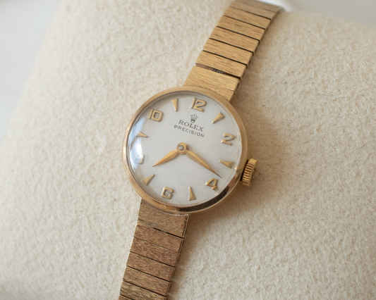 Vintage Rolex Precision Ladies 9ct Gold Watch - 20mm Manual Wind