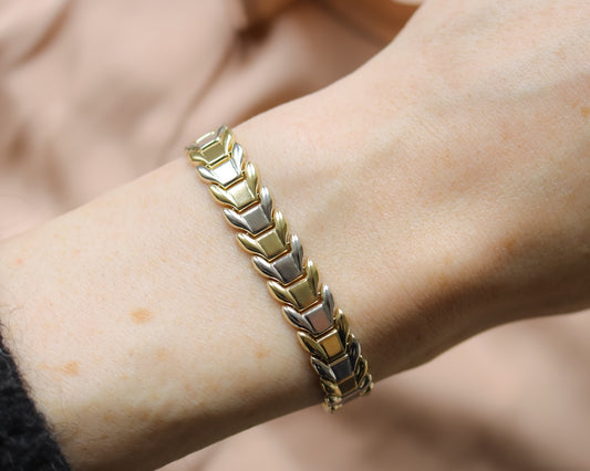 Vintage 9ct Two-Colour Gold Fancy Link Bracelet