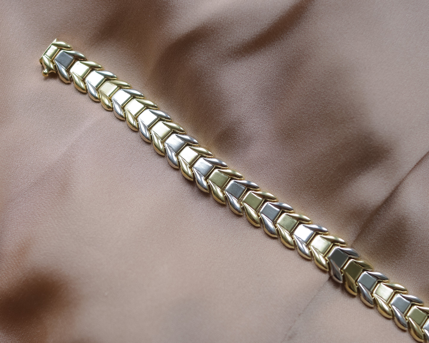 Vintage 9ct Two-Colour Gold Fancy Link Bracelet