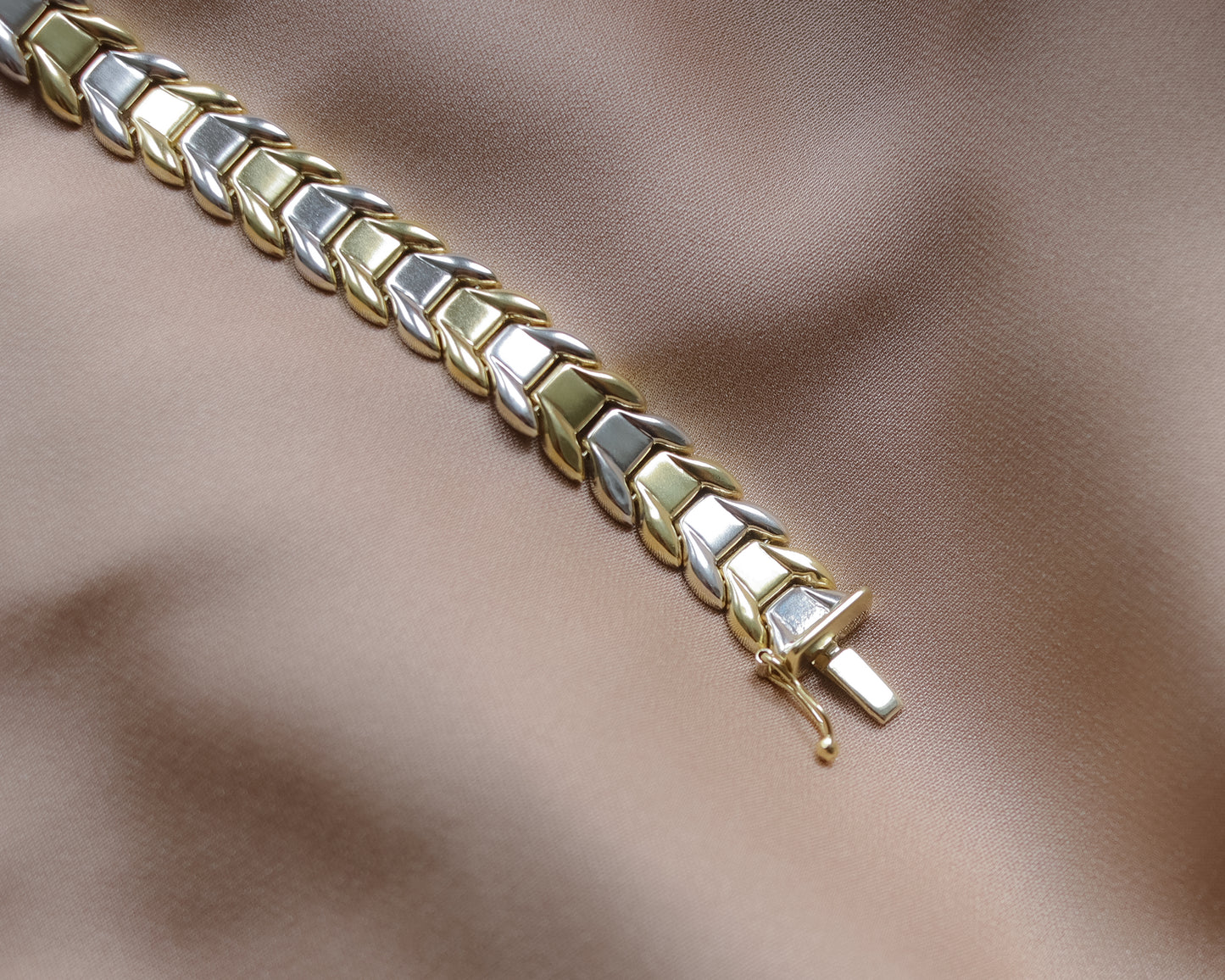 Vintage 9ct Two-Colour Gold Fancy Link Bracelet