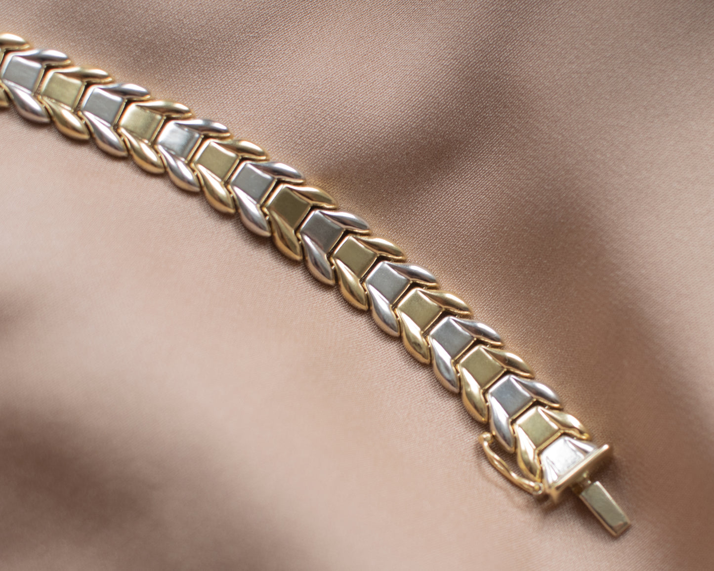 Vintage 9ct Two-Colour Gold Fancy Link Bracelet