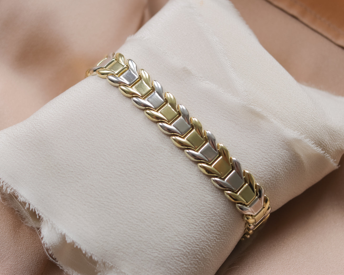 Vintage 9ct Two-Colour Gold Fancy Link Bracelet