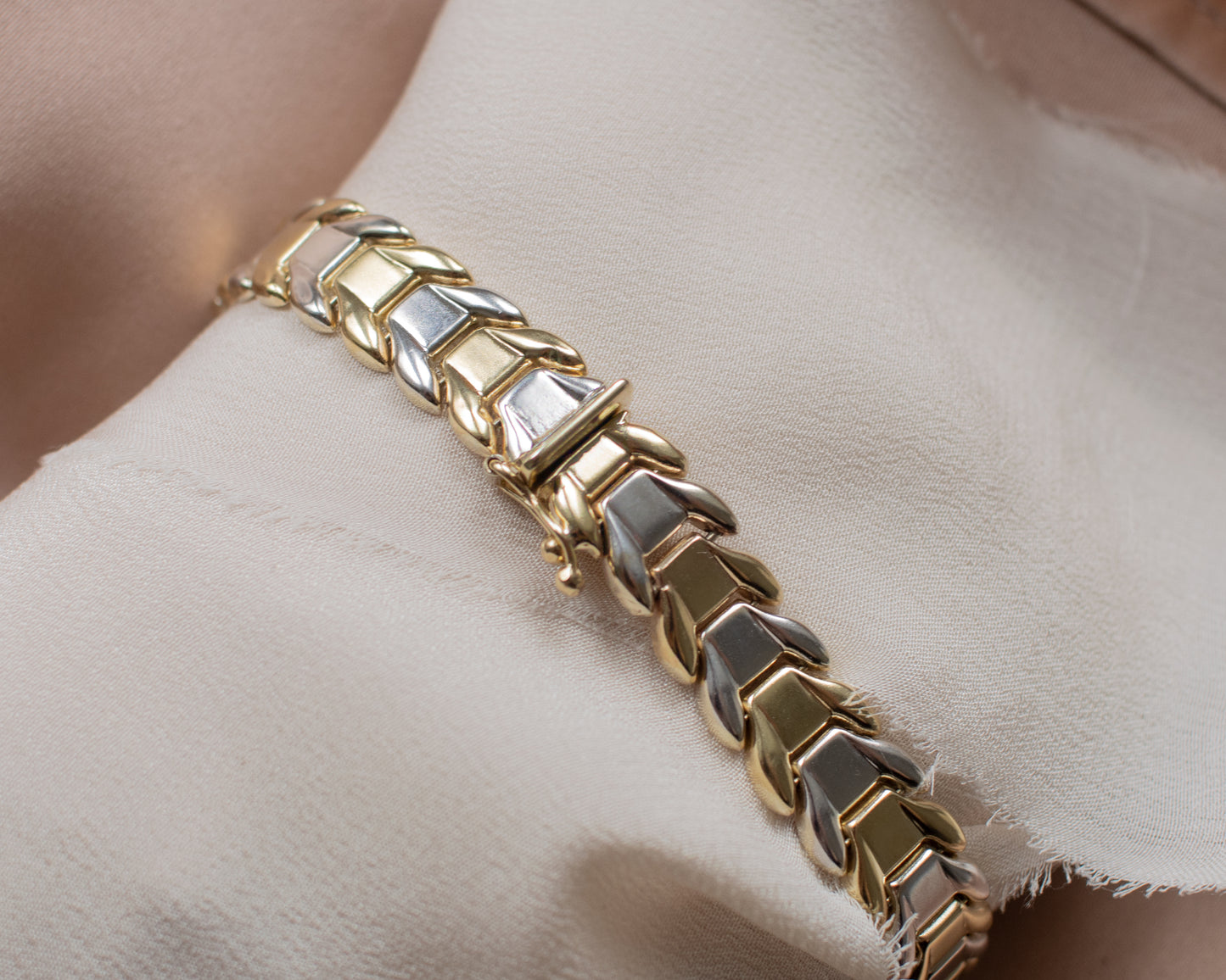 Vintage 9ct Two-Colour Gold Fancy Link Bracelet