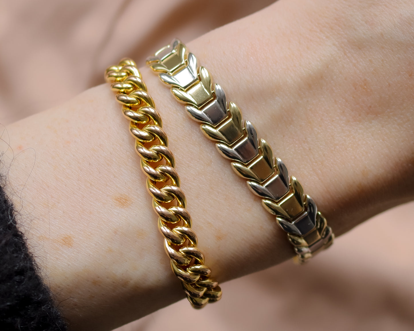 Vintage 9ct Two-Colour Gold Fancy Link Bracelet