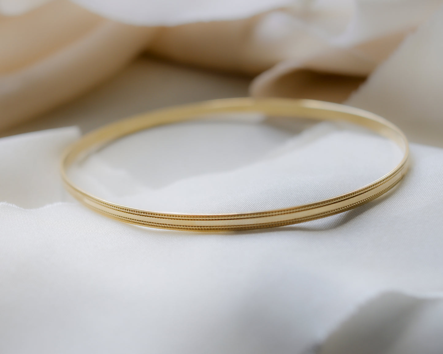 9ct gold double row bangle