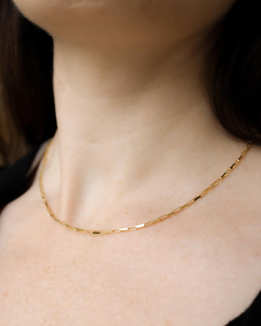 Paperclip link 9ct yellow gold necklace chain
