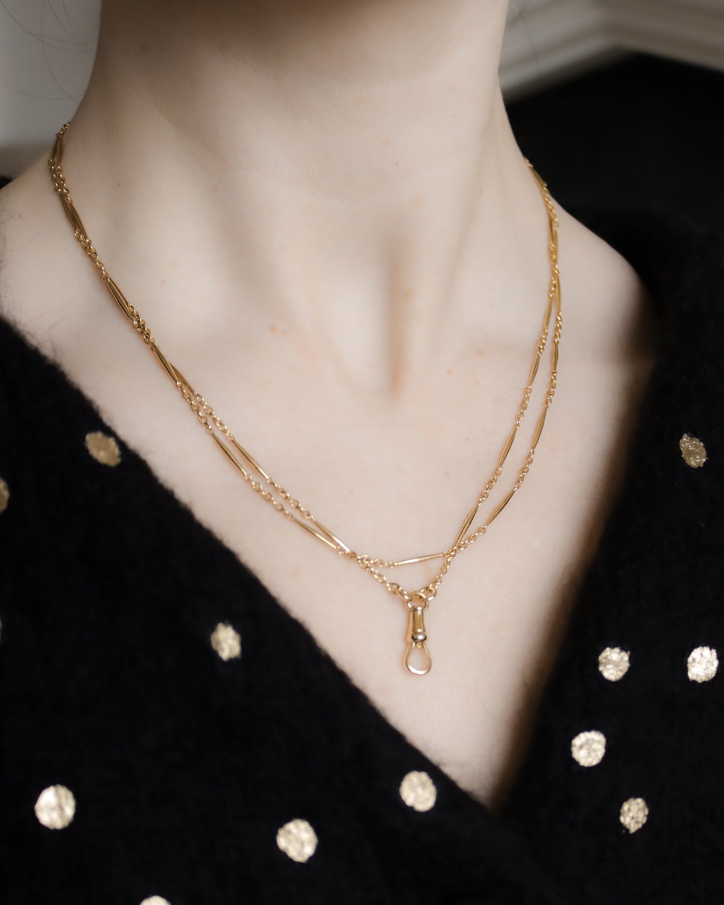 9ct gold fancy link guard chain necklace