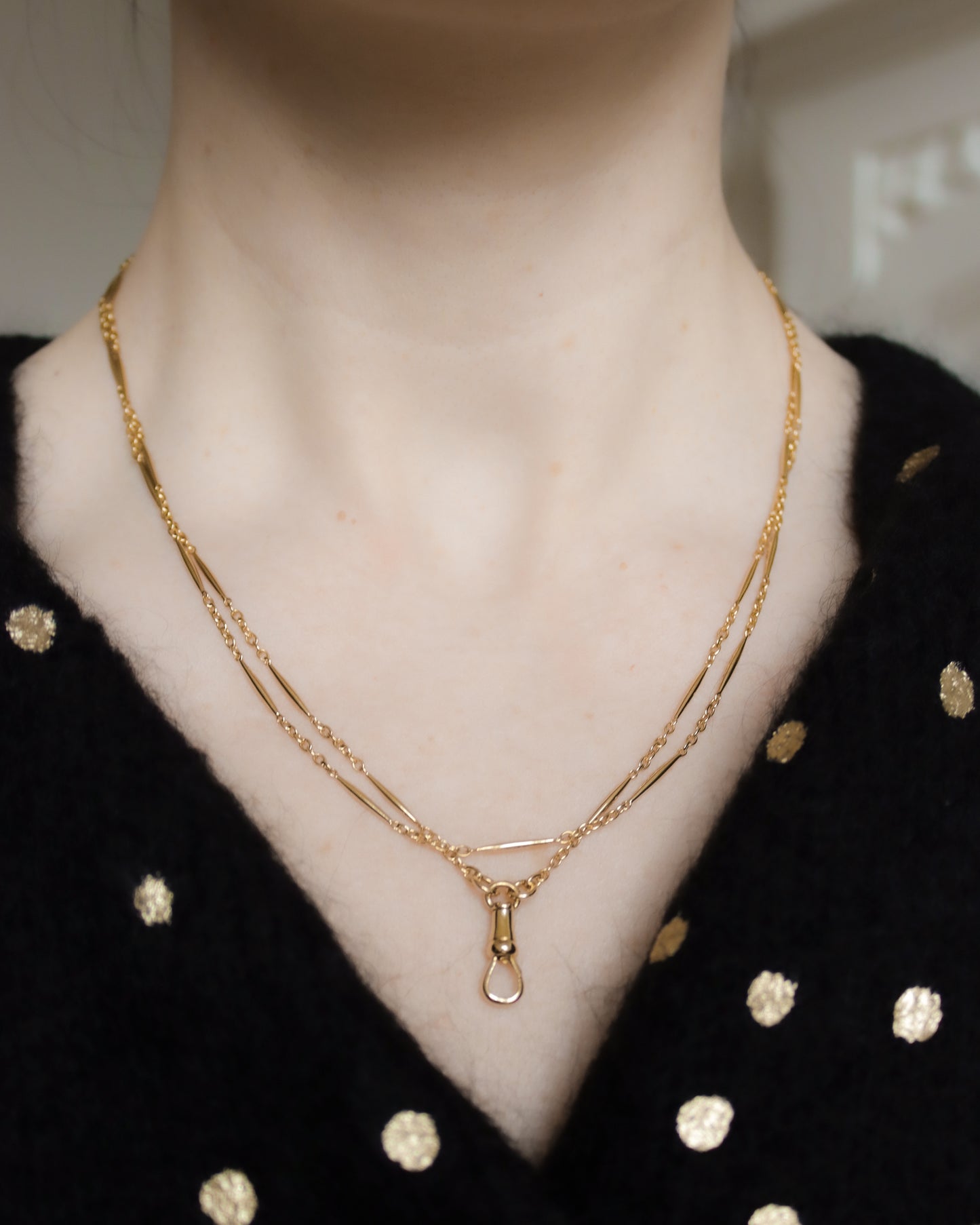 9ct gold fancy link guard chain necklace
