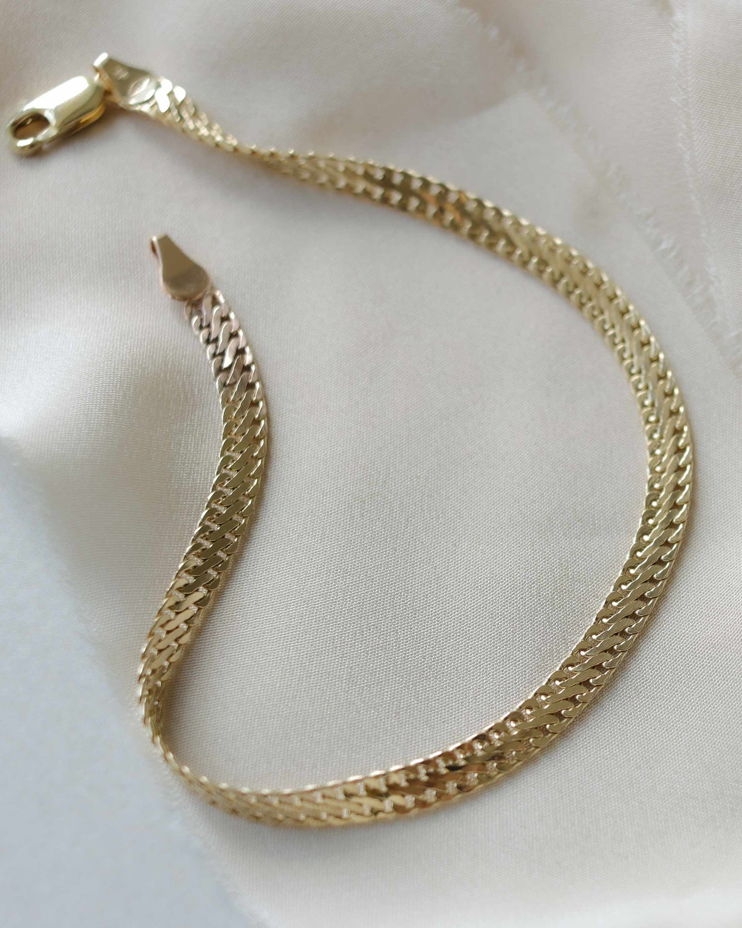 Vintage 9ct gold flat link bracelet