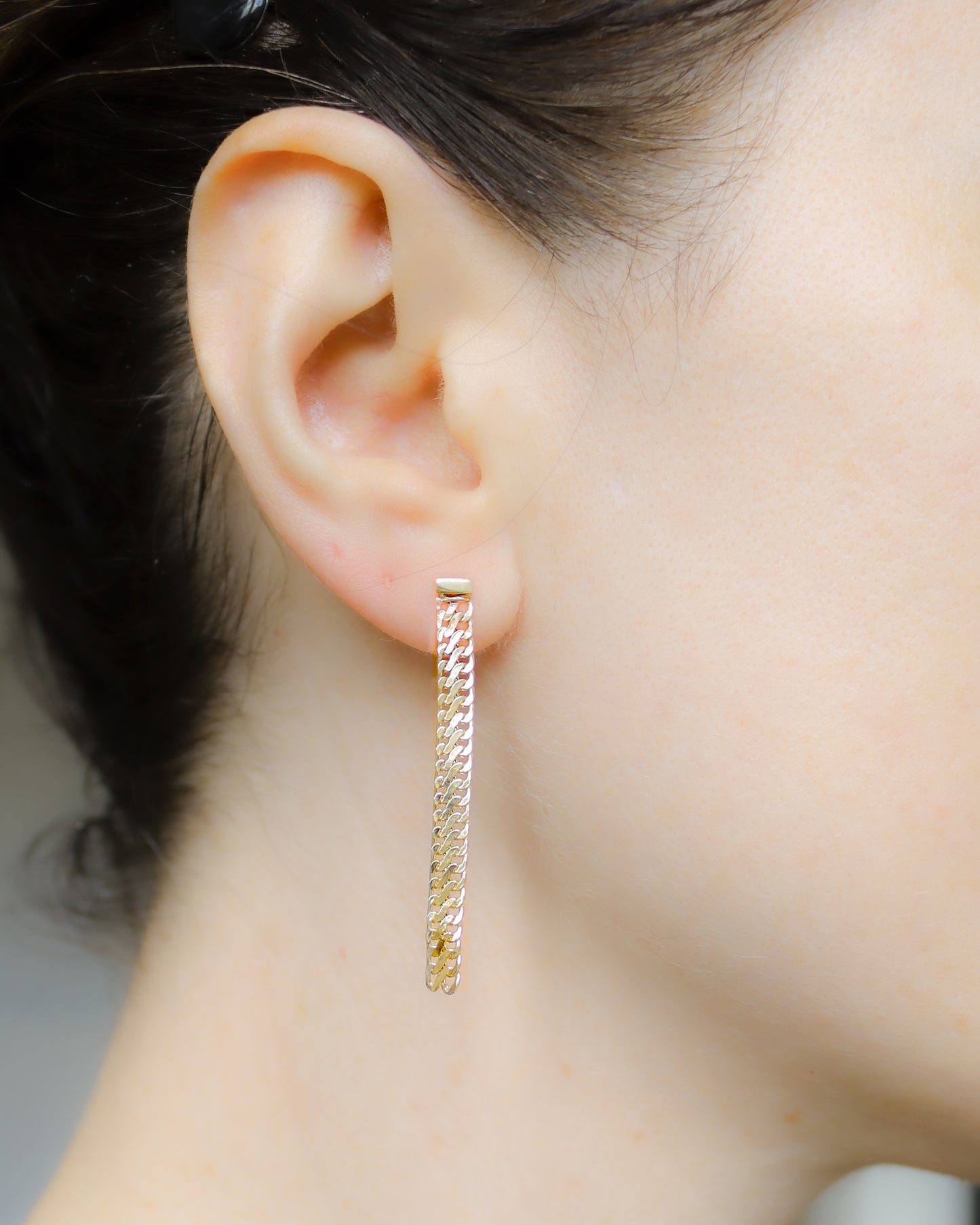 9ct yellow gold flat link drop earrings