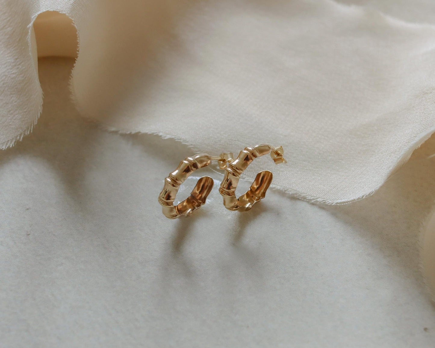 Vintage 9ct Gold Bamboo-Style Hoop Earrings