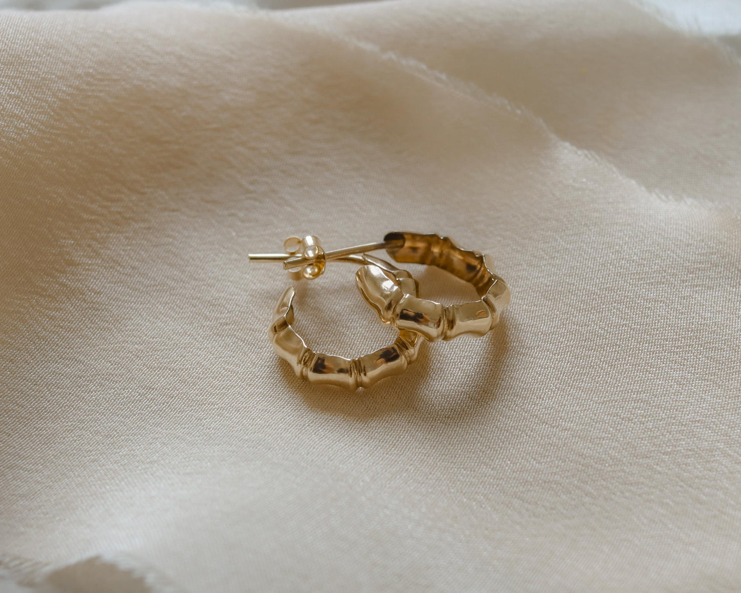 Vintage 9ct Gold Bamboo-Style Hoop Earrings