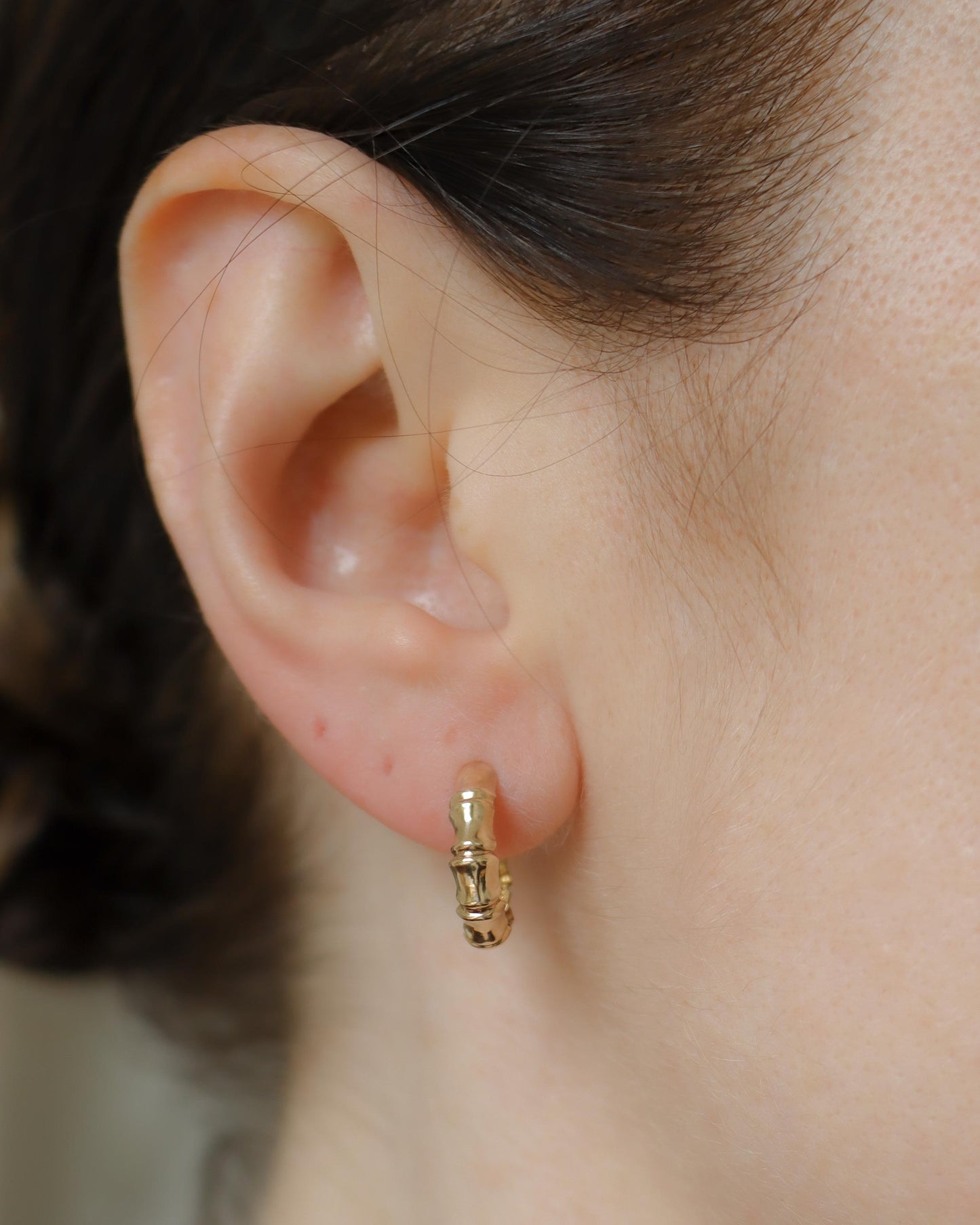 Vintage 9ct Gold Bamboo-Style Hoop Earrings