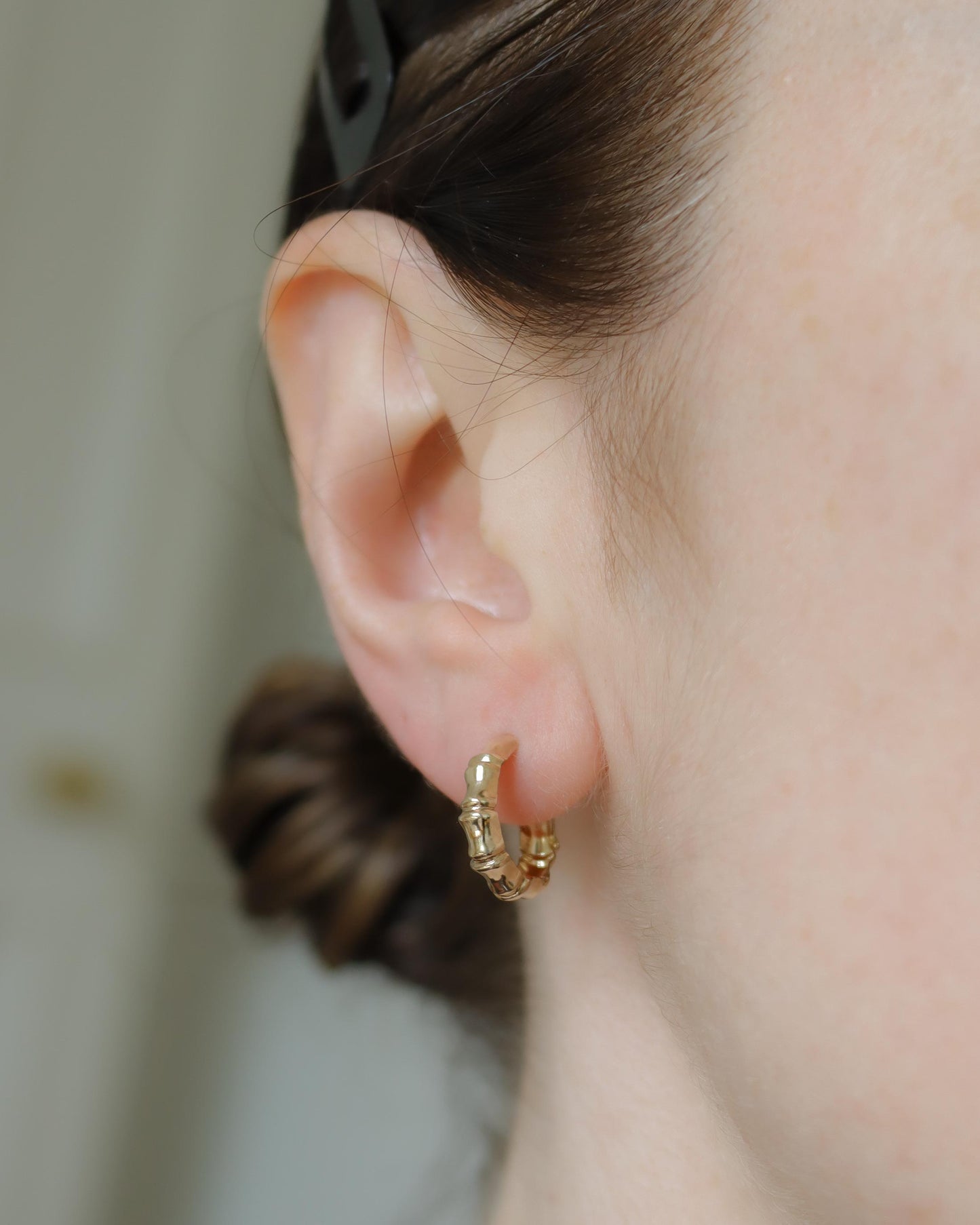 Vintage 9ct Gold Bamboo-Style Hoop Earrings