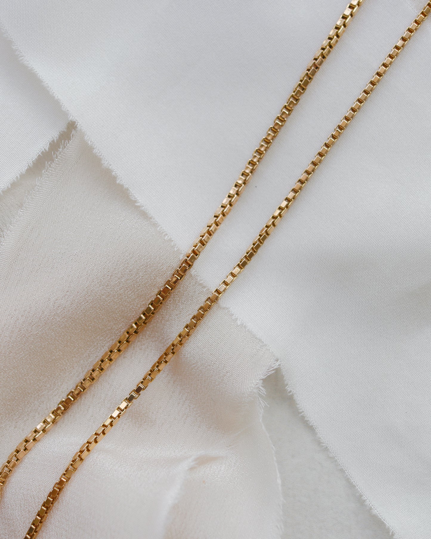 Vintage 9ct Gold Box Link Necklace - 47cm