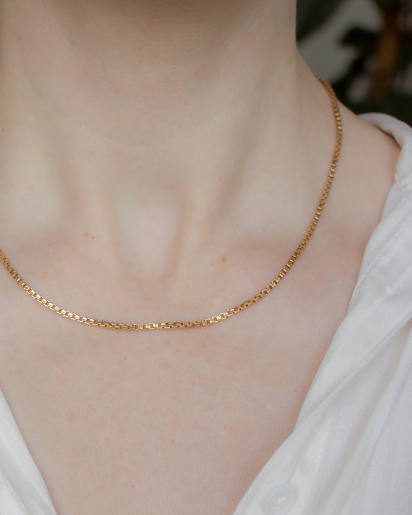 Vintage 9ct Gold Box Link Necklace - 47cm