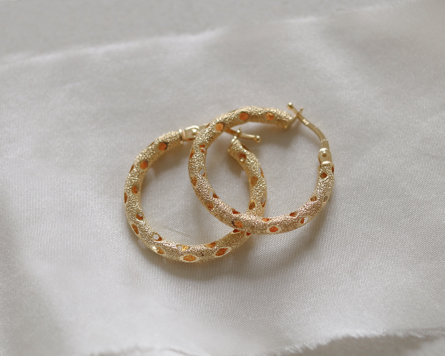 9ct gold brutalist cut-out hoop earrings
