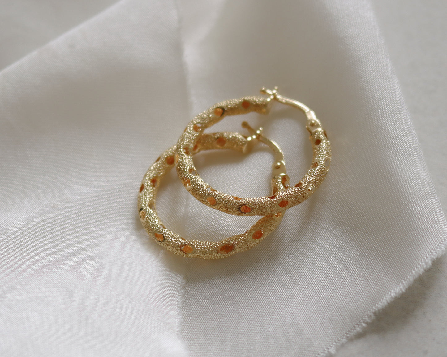 9ct gold brutalist cut-out hoop earrings