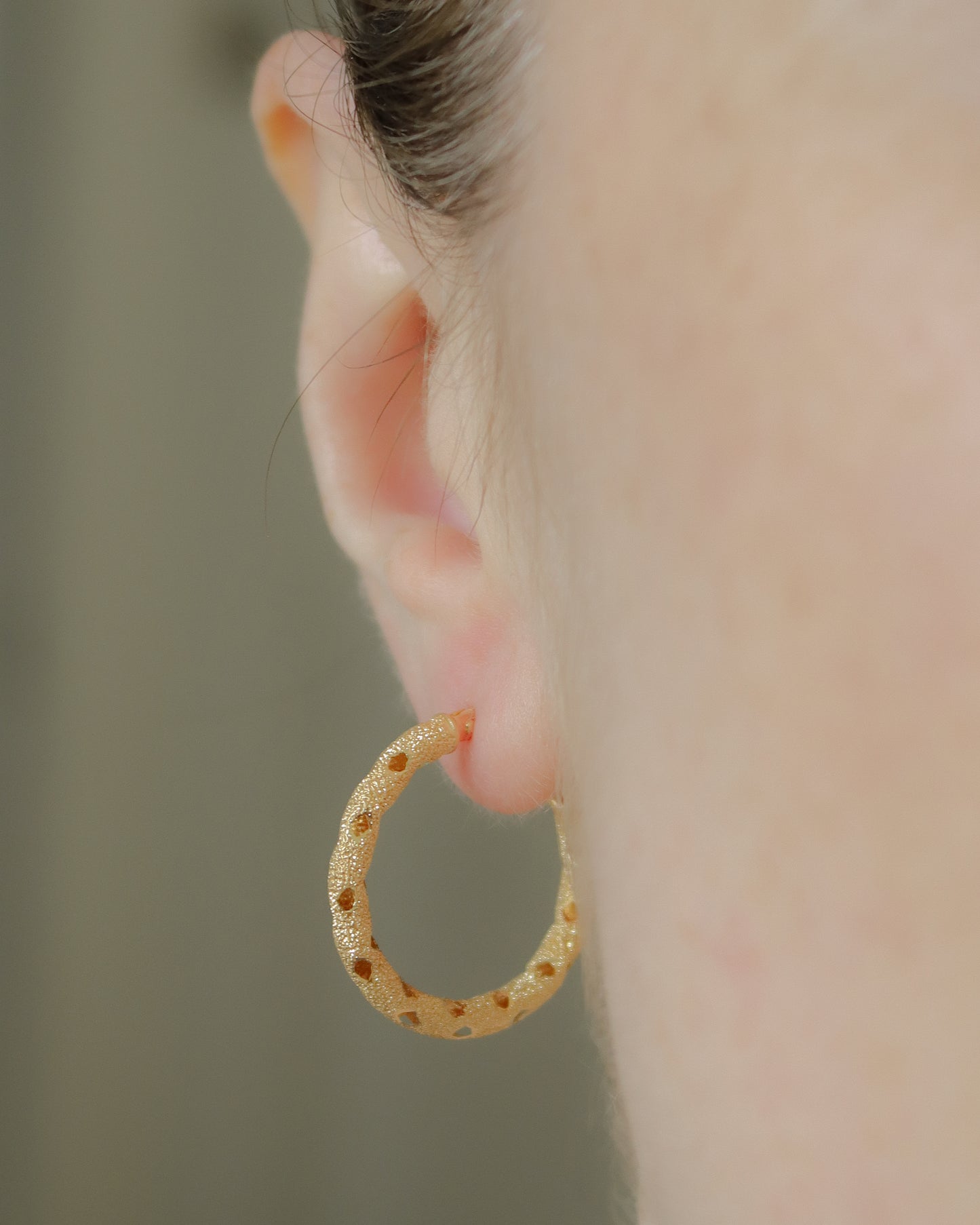 9ct gold brutalist cut-out hoop earrings