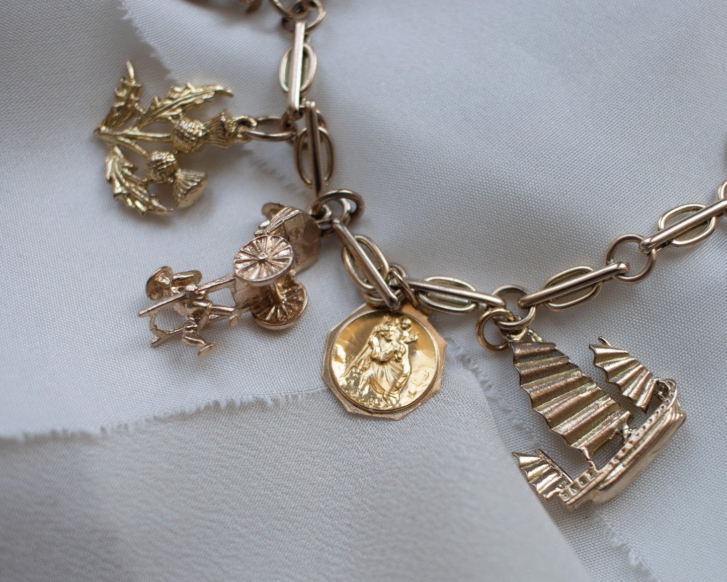Vintage 9ct Gold Fully Loaded Charm Bracelet with Nine Charms (Copy)