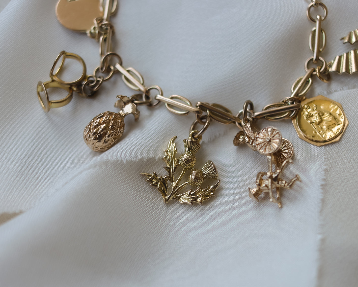 Vintage 9ct Gold Fully Loaded Charm Bracelet with Nine Charms (Copy)