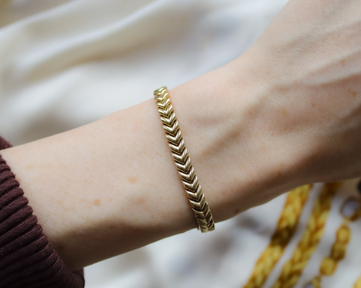 Vintage 9ct Gold Chevron Bracelet - 18.5cm