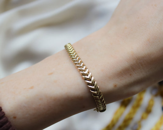Vintage 9ct Gold Chevron Bracelet - 18.5cm