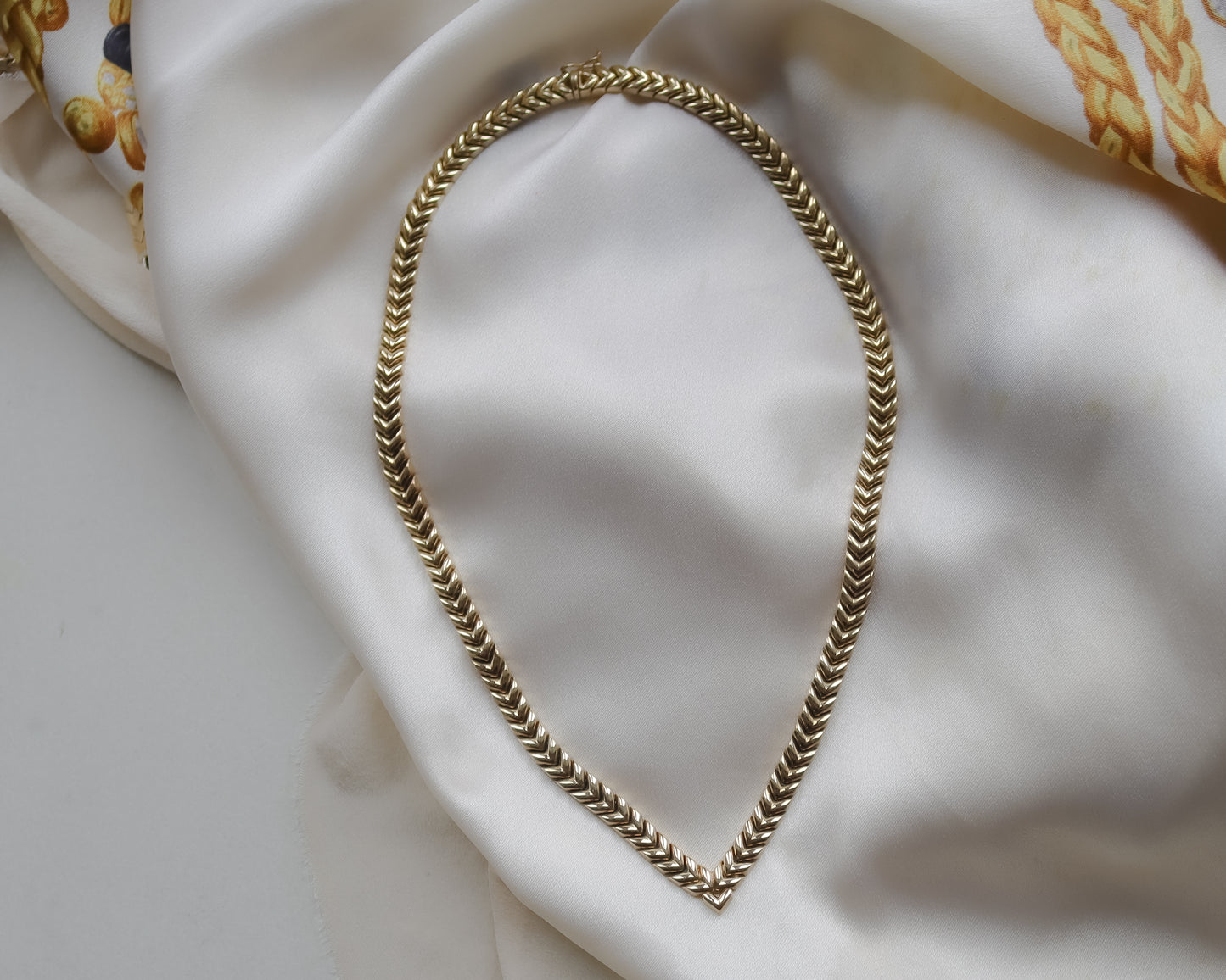 Vintage 9ct Gold Chevron Necklace 30g - 41.5cm
