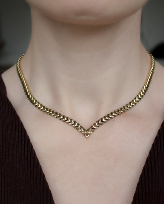 Vintage 9ct Gold Chevron Necklace 30g - 41.5cm