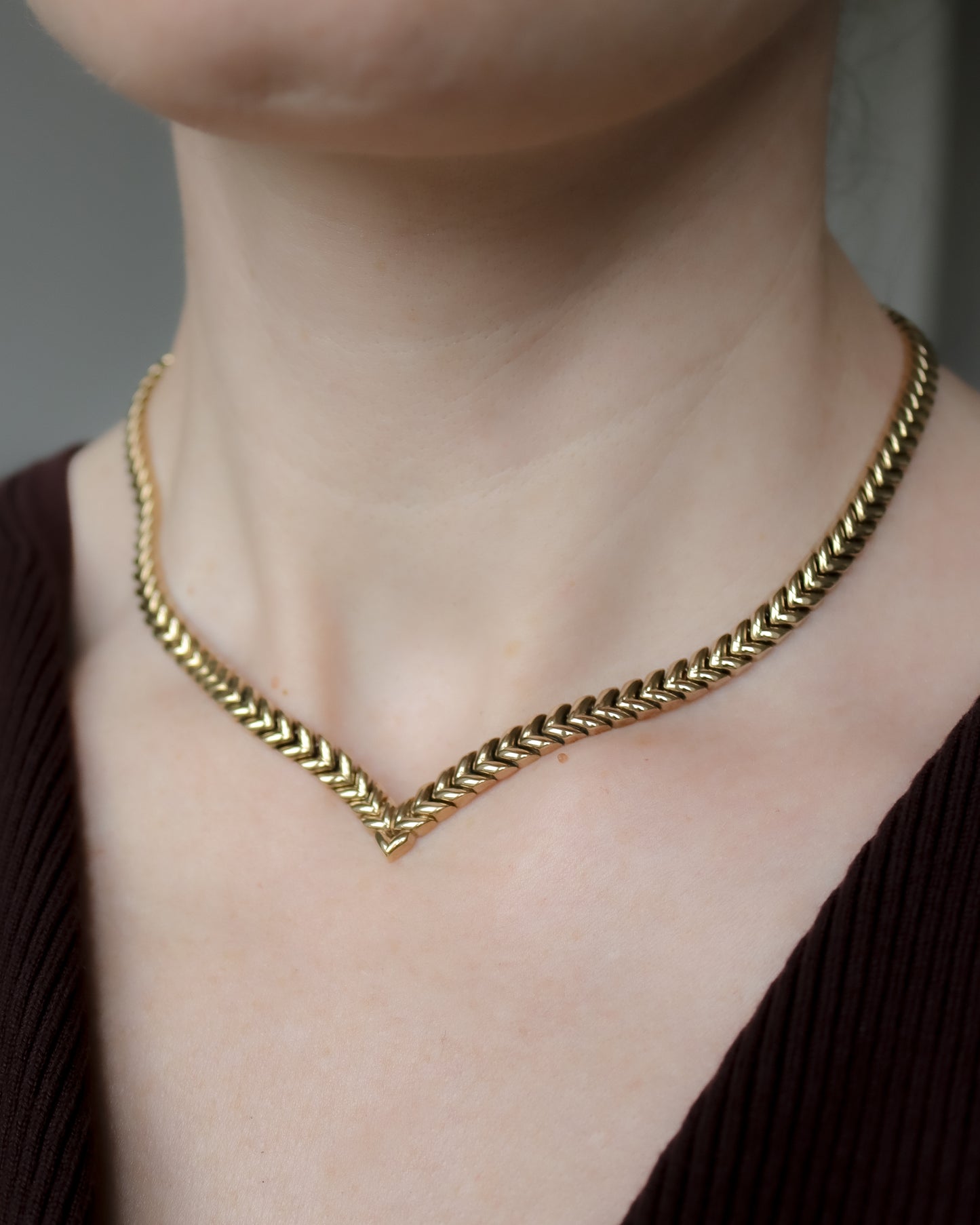 Vintage 9ct Gold Chevron Necklace 30g - 41.5cm