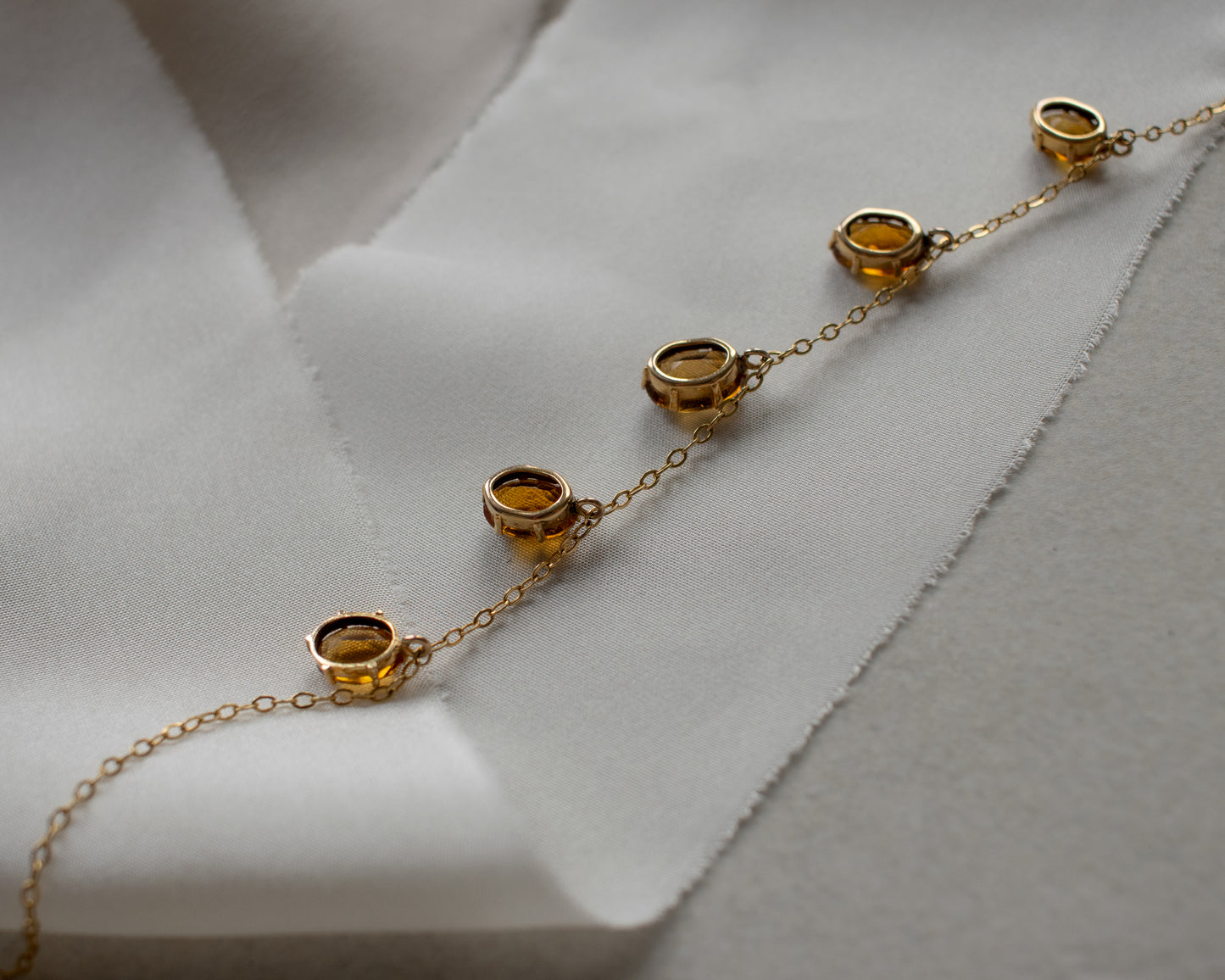 Vintage 9ct Gold Graduated Citrine Fringe Necklace