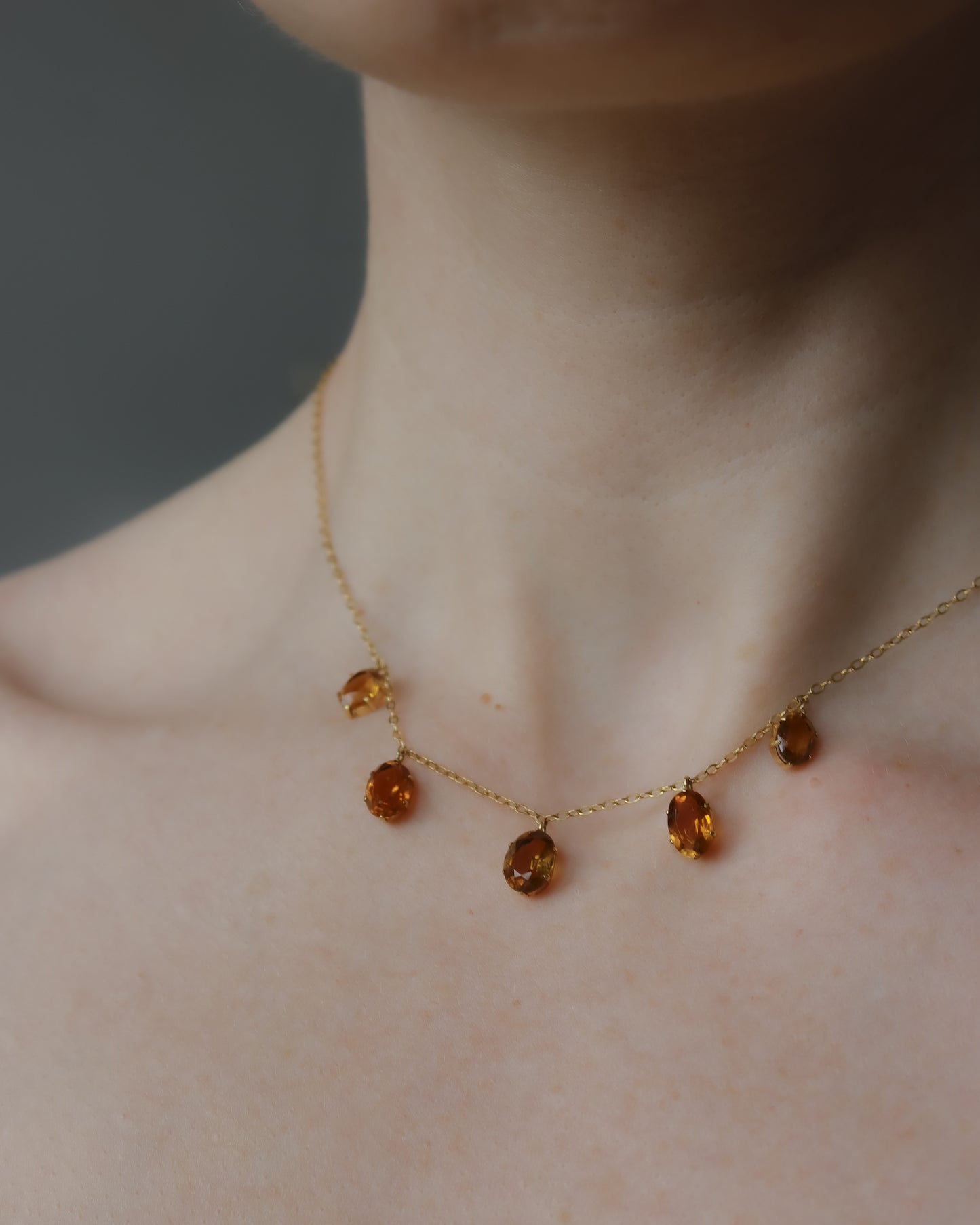 Vintage 9ct Gold Graduated Citrine Fringe Necklace