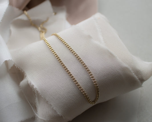 Vintage 9ct Gold Curb Link Chain Necklace - 40cm