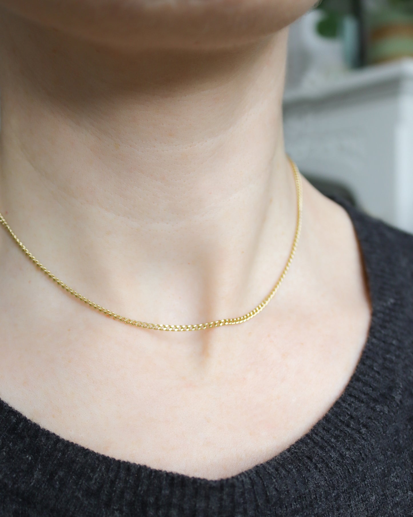 Vintage 9ct Gold Curb Link Chain Necklace - 40cm